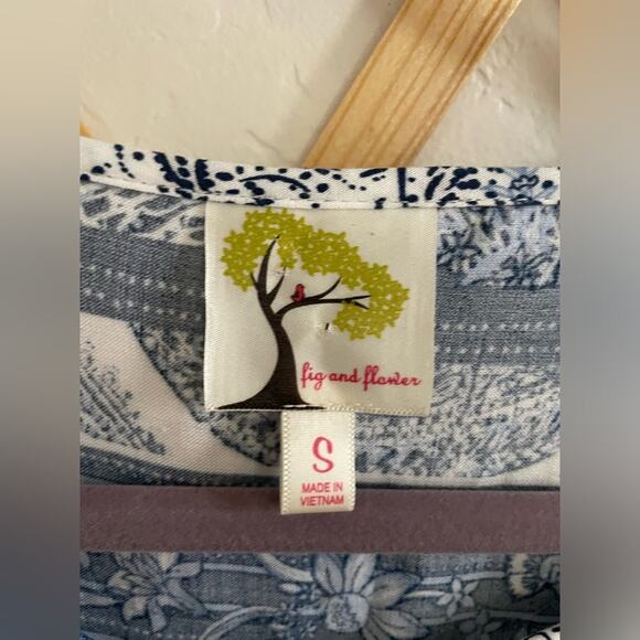 Anthropologie Dress Women's Small Fig & Flower Bohemian Blue Paisley Sundress - Picture 3 of 10